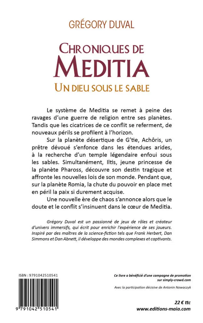 Grégory Duval - Chroniques de Meditia - Un dieu sous le sable
