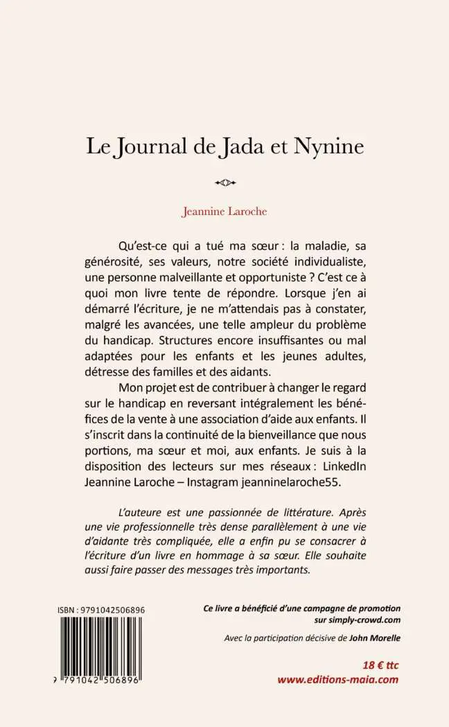 Jeannine Laroche, Le Journal de Jada et Nynine