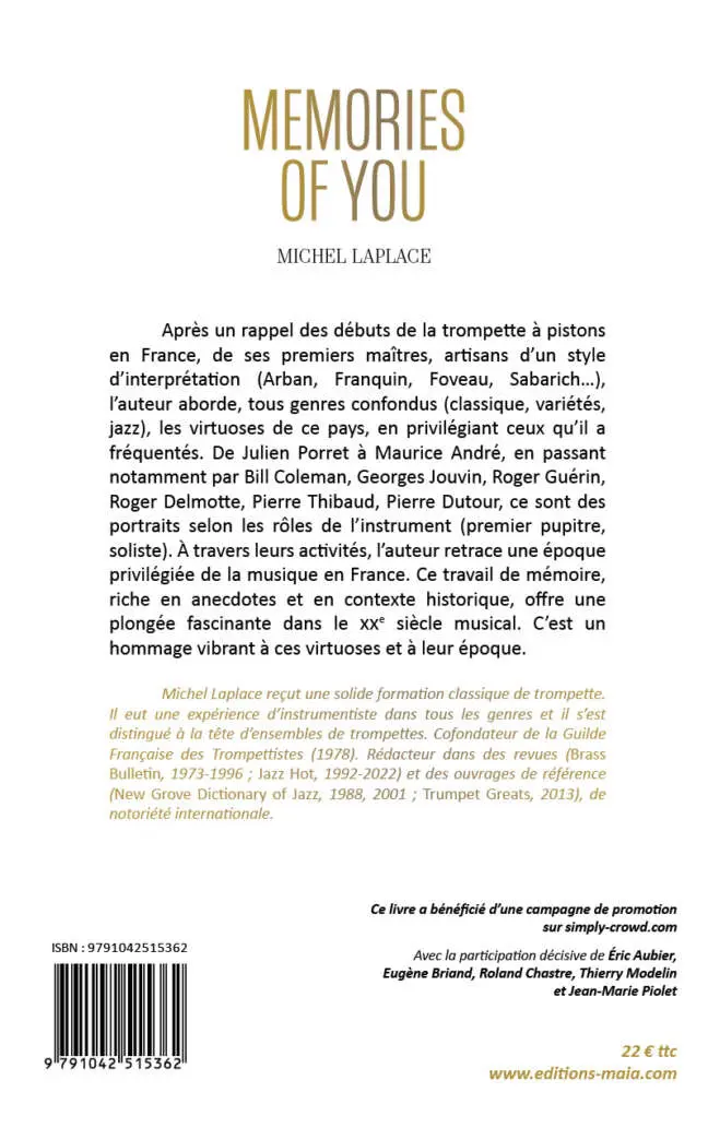 Michel Laplace, Memories of You, Mon monde de la trompette en France, de Arban à Maurice André