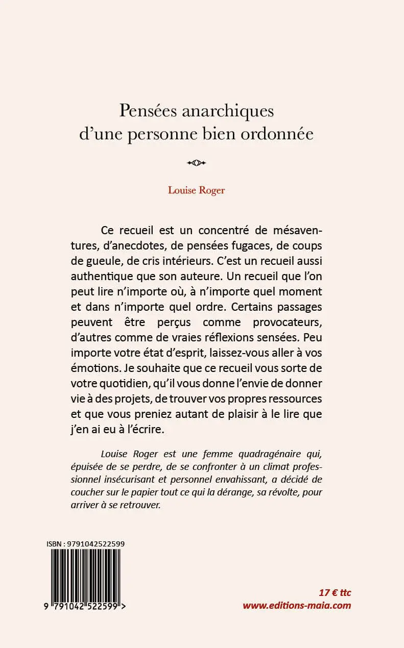 Louise Roger, Pensées anarchiques d’une personne bien ordonnée
