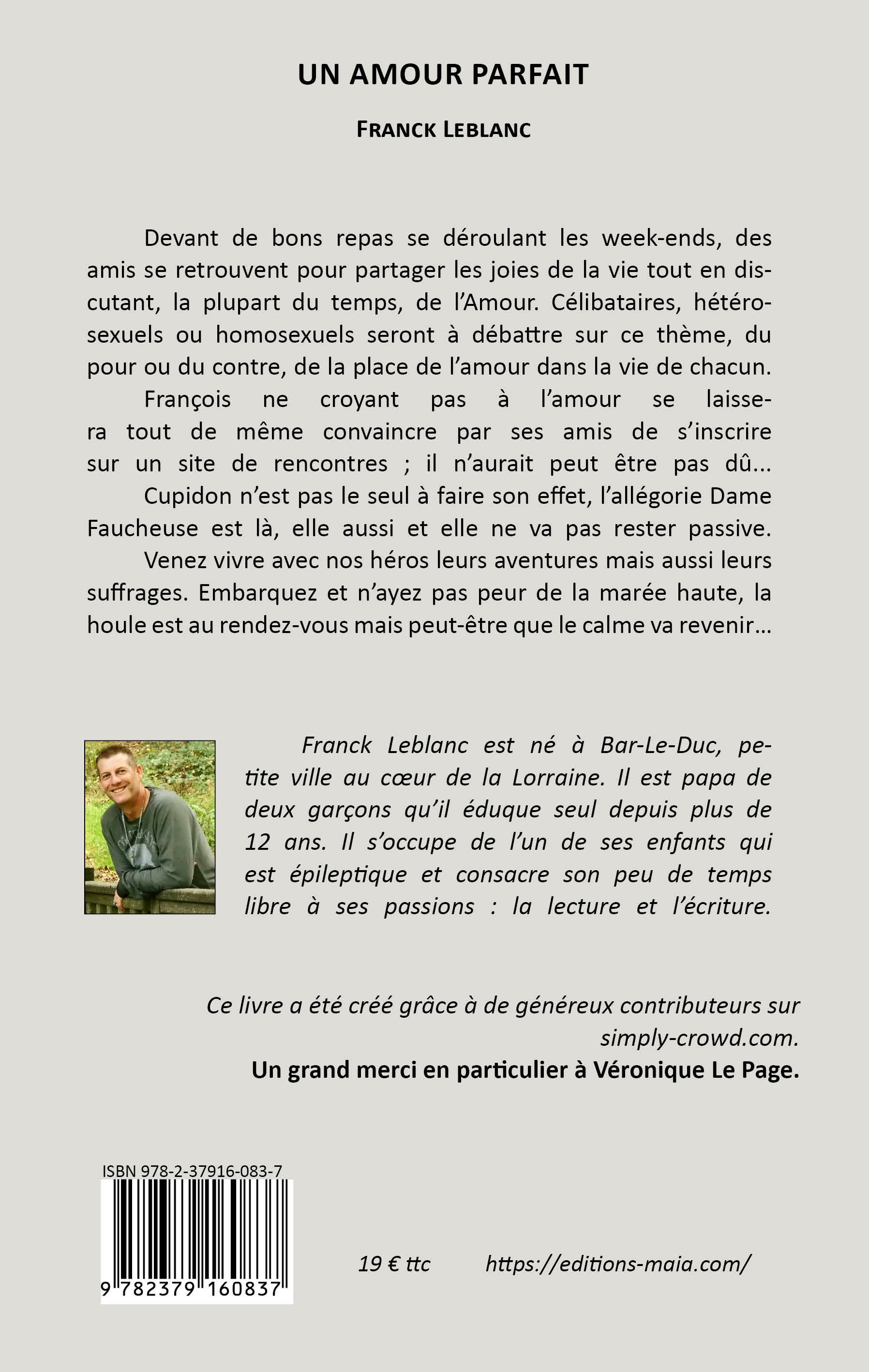 Un Amour Parfait Par Franck Leblanc Achat En Ligne Avec Editions Maia