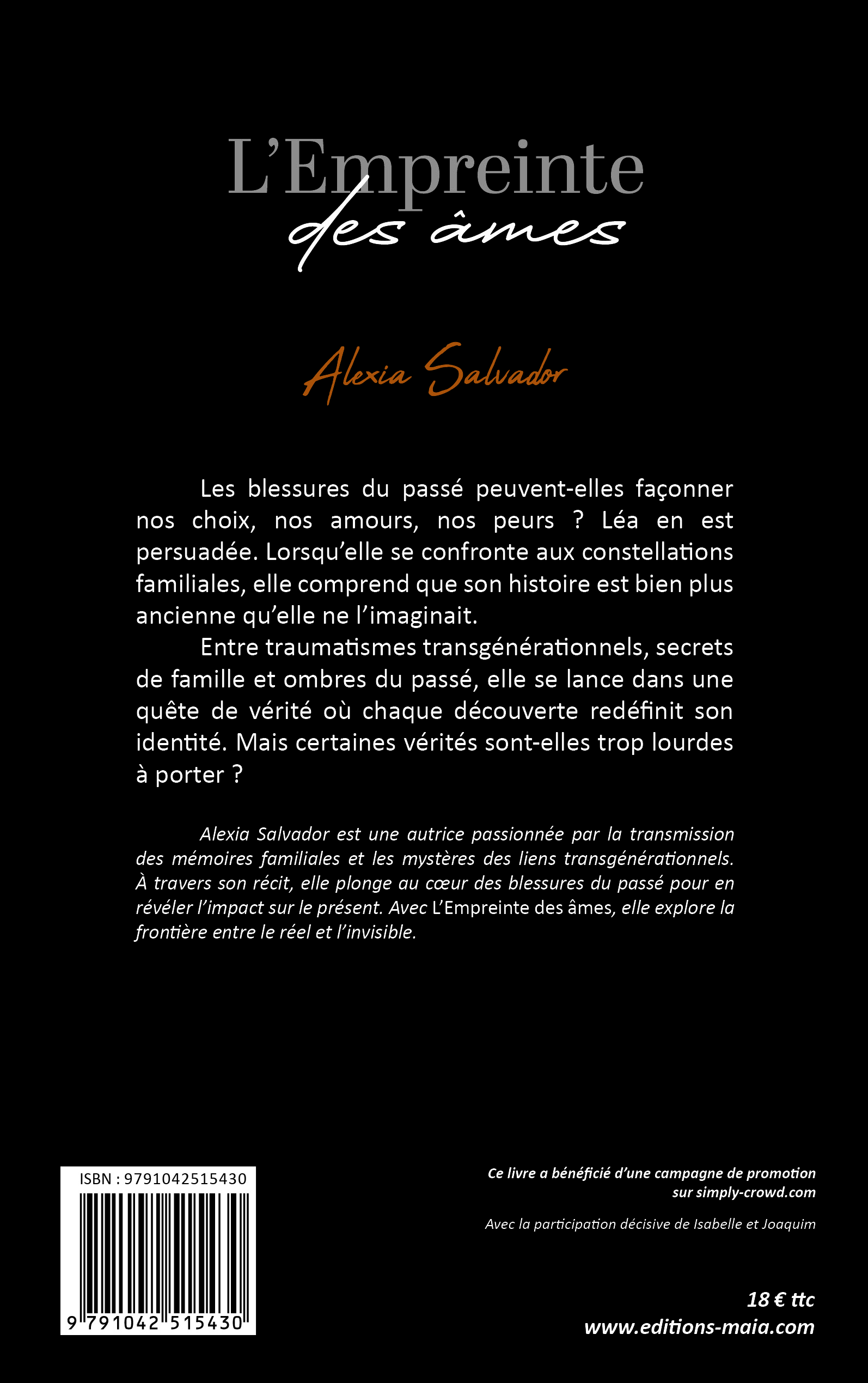 Alexia Salvador, L’empreinte des âmes