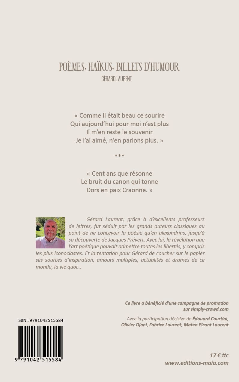 Gérard Laurent, Poèmes, haïkus, billets d’humour