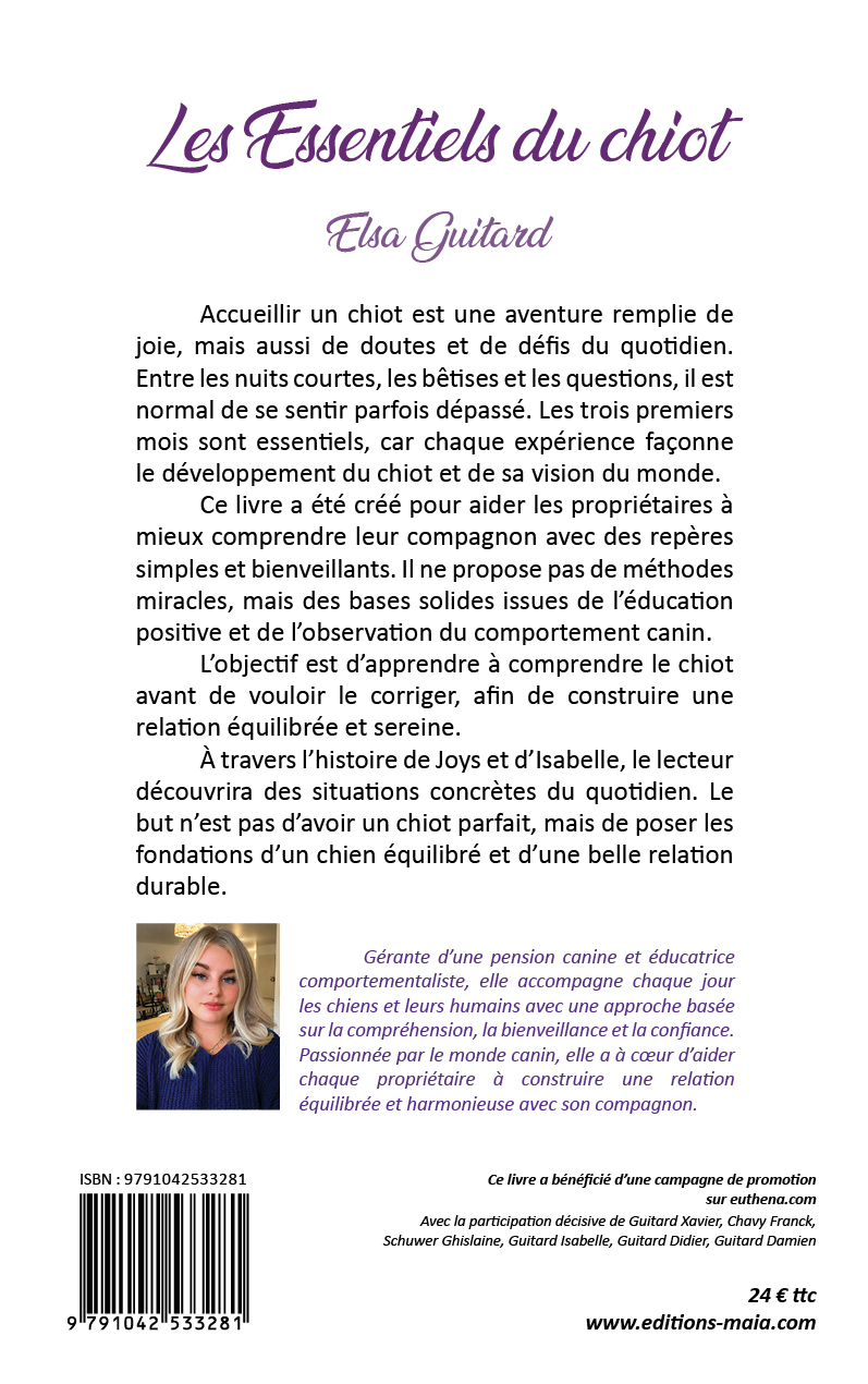 Elsa Guitard, Les essentiels du chiot