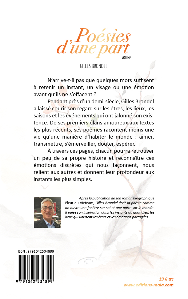 Gilles Brondel, Poésies d’une part, Volume I