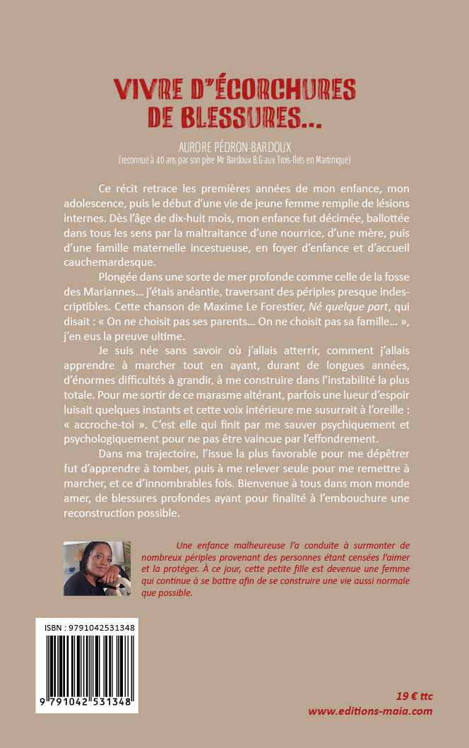 Aurore Pédron-Bardoux, Vivre d’écorchures de blessures…